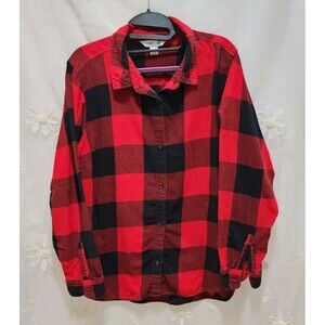 Old Navy Womens XL Red Shirt Buffalo Plaid Checkered Flannel Button Up Classic